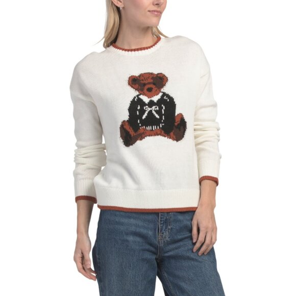 KAILY K Natural/White Teddy Bear Pullover Sweater - Picture 1 of 2